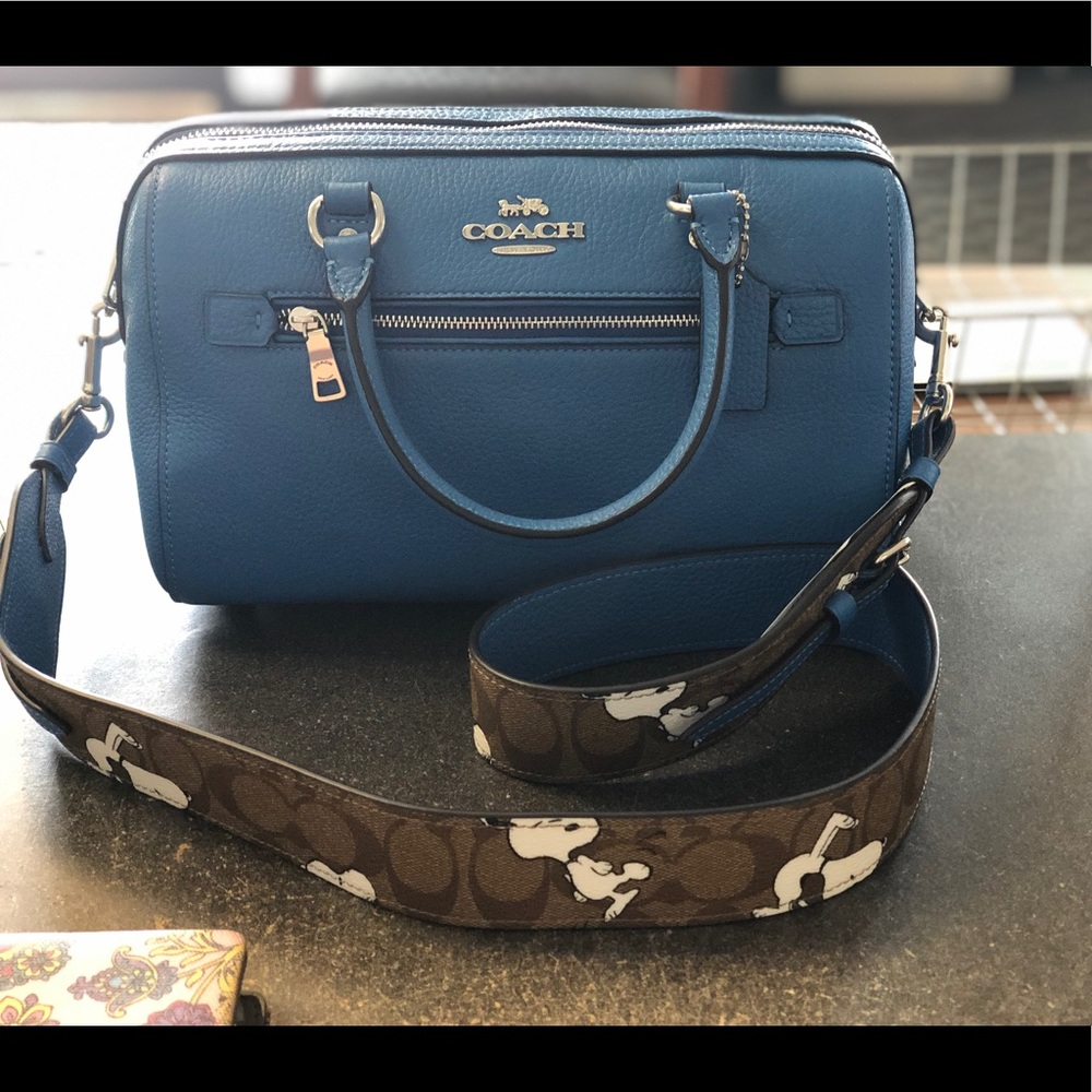 Coach X Peanuts Rowan Satchel With Snoopy Print Strap